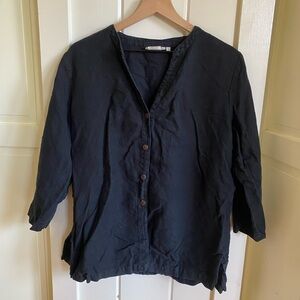 VTG Cotton linen button up top